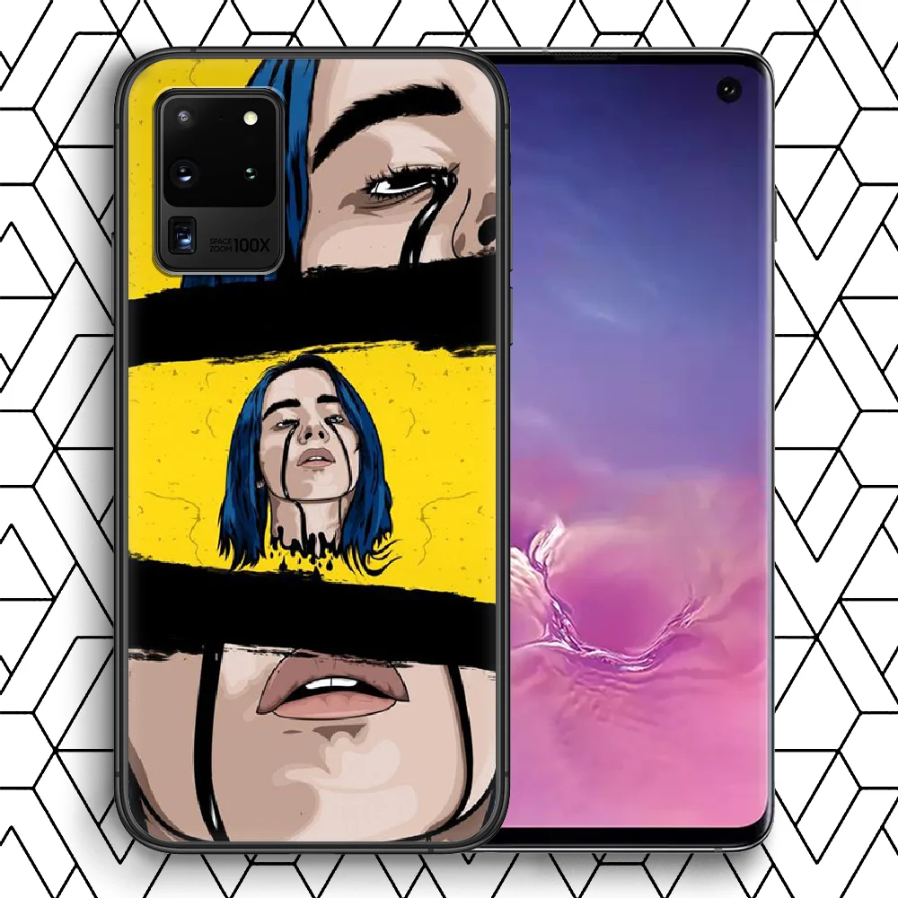 

Art Cartoons Billys Eilish Phone Case For Samsung Galaxy Note S 8 9 10 20 E FE Lite Uitra Plus Black Bumper Painting Back Trend