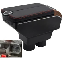 Armrest For Ford Figo armrest box Double layer heighten central Store content Storage box with Ashtray USB Charging Cup hold
