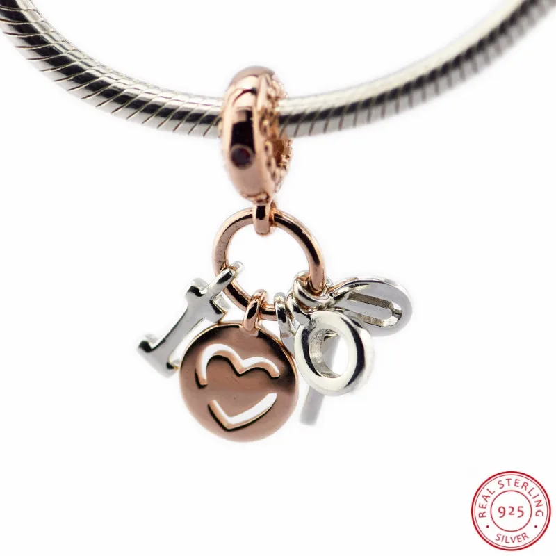 Золотое ожерелье MANDY I Love You With CZ Rosa подвески сделай сам серебро 925 пробы
