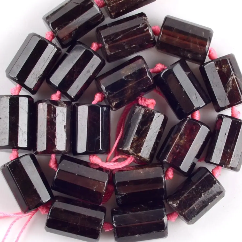 AAA Натуральный Темный красный граненый гранатовый камень бисер трубка Форма