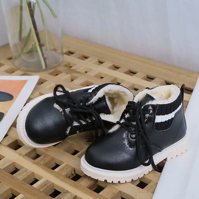 

Children Martin Boots Spring and Autumn and Winter New Style Boys Cashmere Cotton Boots Short Boots Girls Baby Shoes Snow Boots