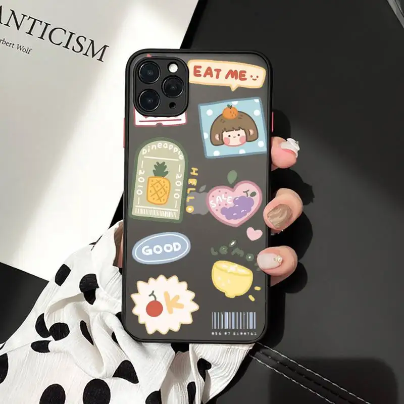 

Cute anime girl snacks Phone Case Matte Transparent for iPhone 7 8 11 12 s mini pro X XS XR MAX Plus cover funda