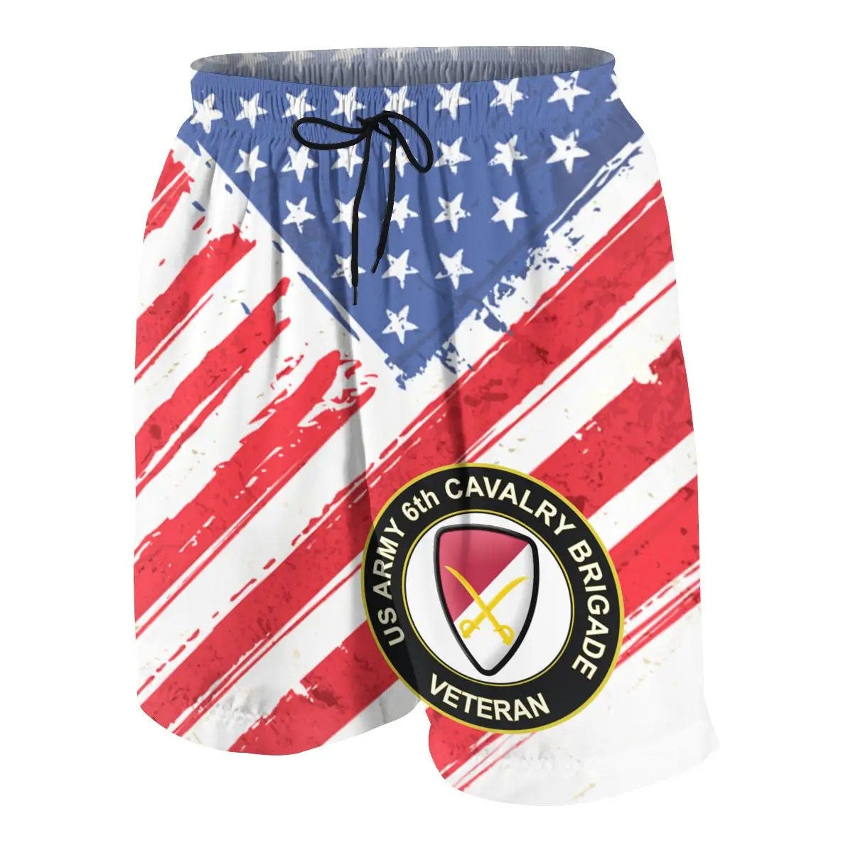

US Army 6th Cavalry Brigade Veteran New Summer Young Shorts Beach Sports Fitness Bodybuilding Workout Breathable Mesh Sportswear