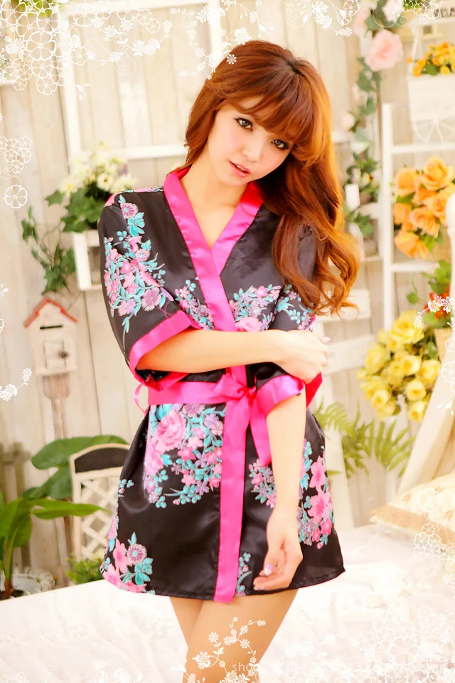 Пикантное японское цветочное кимоно с цветочным принтом платье нижнее белье