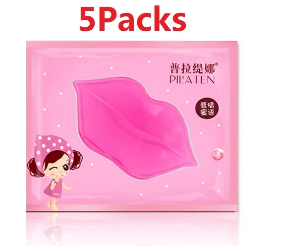 5pack pink 2/3/5/6/7 пакет увеличитель губ Crystal коллагеновая маска для губ колодки влаги увлажняющая эссенция от старения против морщин, маска для губ патч для ухода за губами - Цвет: 5pack pink
