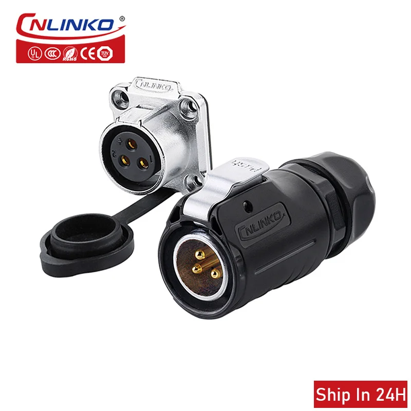 

Cnlinko LP20 3pin Industrial IP67 Waterproof Plug Socket Power Cable Connector for Aviation Solar LED Display Billboard Adapter