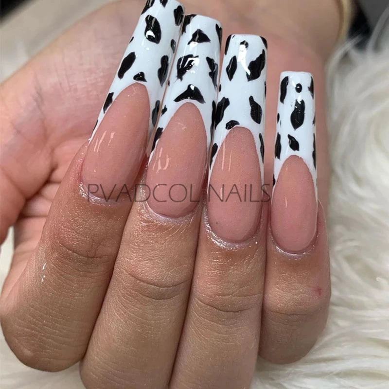 Cow Print Nails Sticker 3D Black White Mix Spots Animal Design Nail Stickers Decals Manicure Decoration Tool | Красота и здоровье