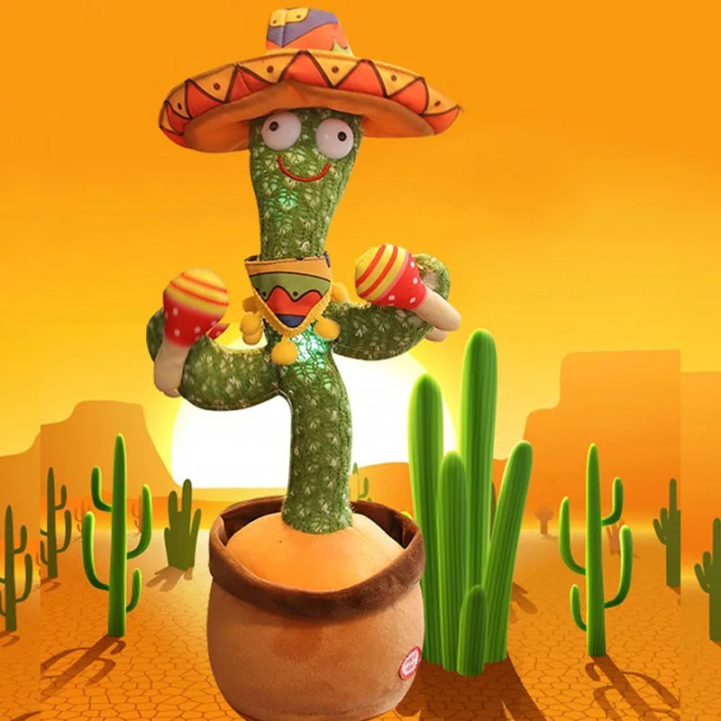 Танцующие игрушки-кактусы говорящие электронные плюшевые игрушки вращающийся