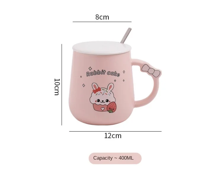 

Cute Cartoon Rabbit Ceramic Mug With Lid Spoon Mug Breakfast Milk Cup Couple Cup cute cup coffee mug coffee mug