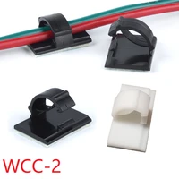 10pcs wcc 2 cable clamp self adhesive wire clip tie fixer mounting desk line holder organizer management fastener white black