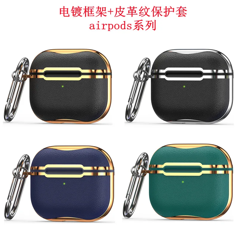 

Electroplating Lychee pattern Earphones Case For AirPods Pro 1 2 3 Cover Case Earphone Headphones Earbud Protective Coque Funda