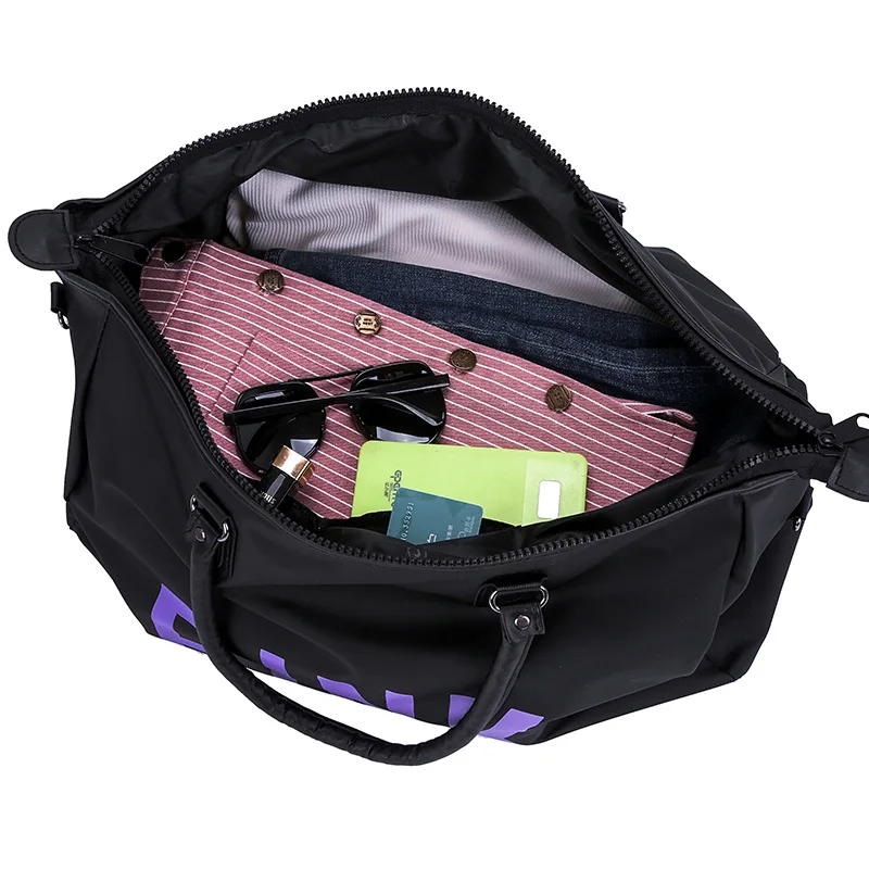 Новинка 2019 дешевая женская спортивная сумка черного цвета с блестками отсек для