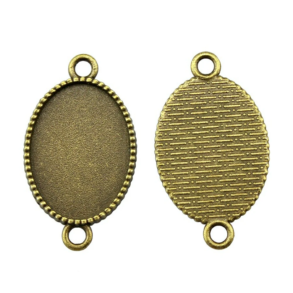 

10pcs Fit 18x25mm Oval Classic Connector Style Cameo Cabochon Pendant Base Setting Antique Bronze Plated Jewelry Findings