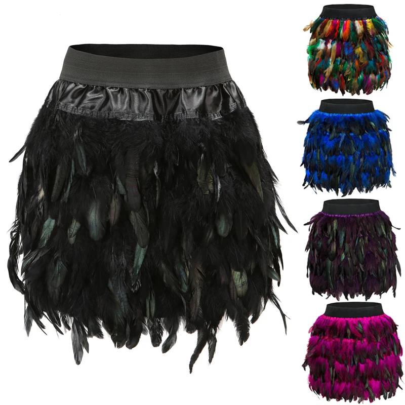 Модные женские юбки Joineles с высокой талией и перьями индийского народного клуба