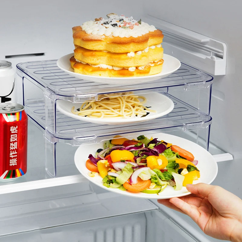 Двухуровневая кухонная стойка полки для ящиков холодильника шкафа