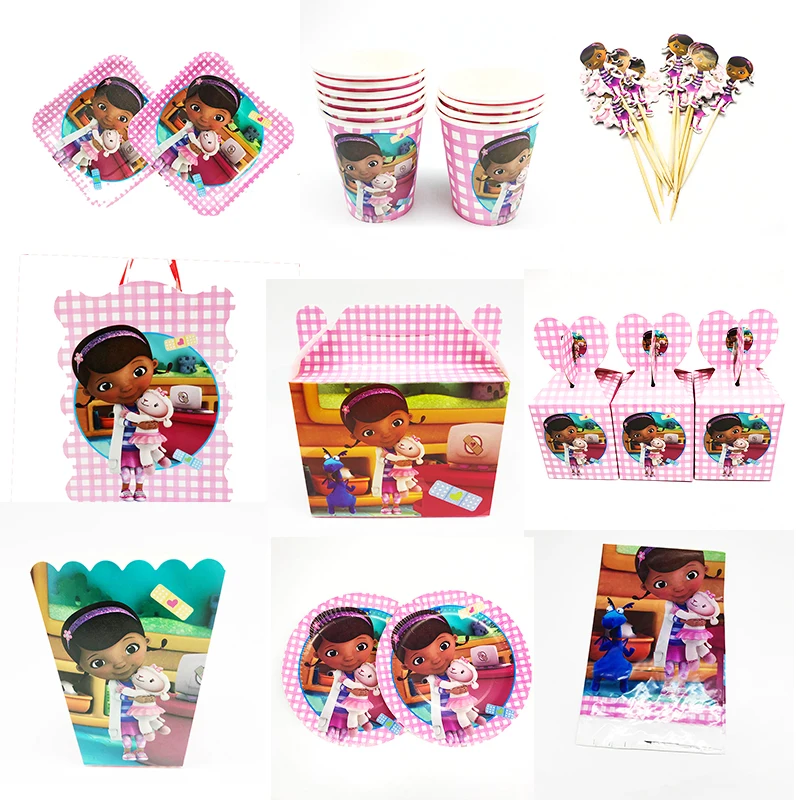 Doc McStuffins тема вечерние украшения детский душ принадлежности тарелки салфетки для