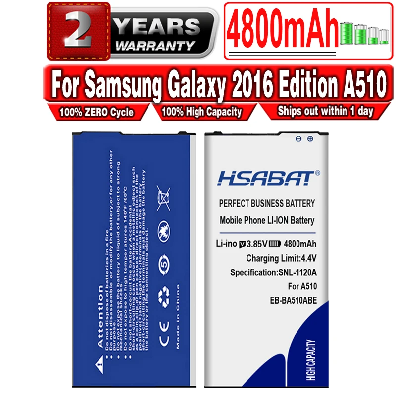 Аккумулятор HSABAT 4800 мАч для Samsung Galaxy 2016 Edition A510 EB BA510ABE A5100 A5 A51|Аккумуляторы
