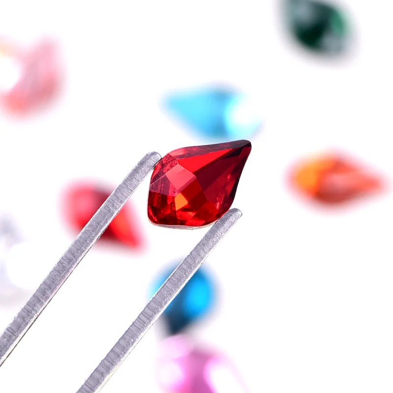 20 шт 5*8 мм персиковая форма K9 не горячая фиксация Стразы Flatback дизайн ногтей