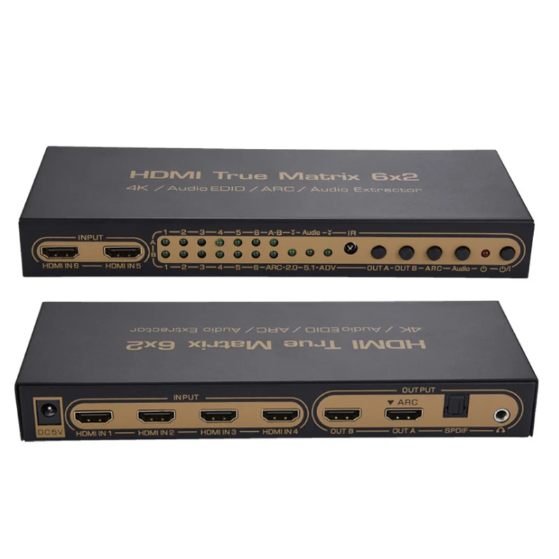 6 in 2 Out HDMI Matrix Splitter Support HD 4K x 2K 3D Audio Video Converter with Remote Control GV99 |