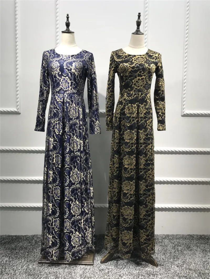 Мусульманское женское платье для выпускного бала Abaya высококачественное Золотое