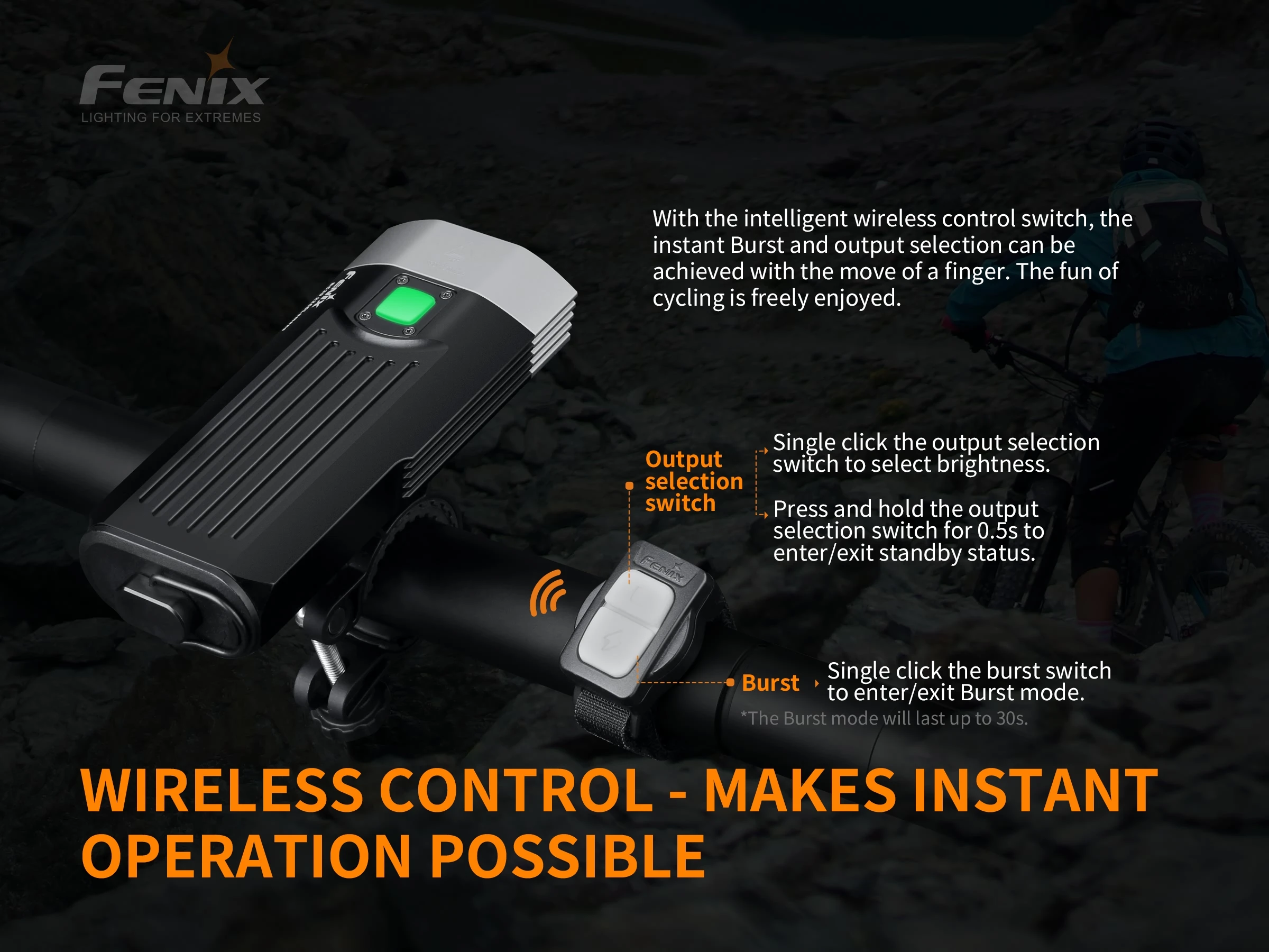 Fenix BC30 V2.0 Intelligent High Output Dual Distance Beam System 2200 lumens Smart wireless control switch Bicycle light | Лампы и