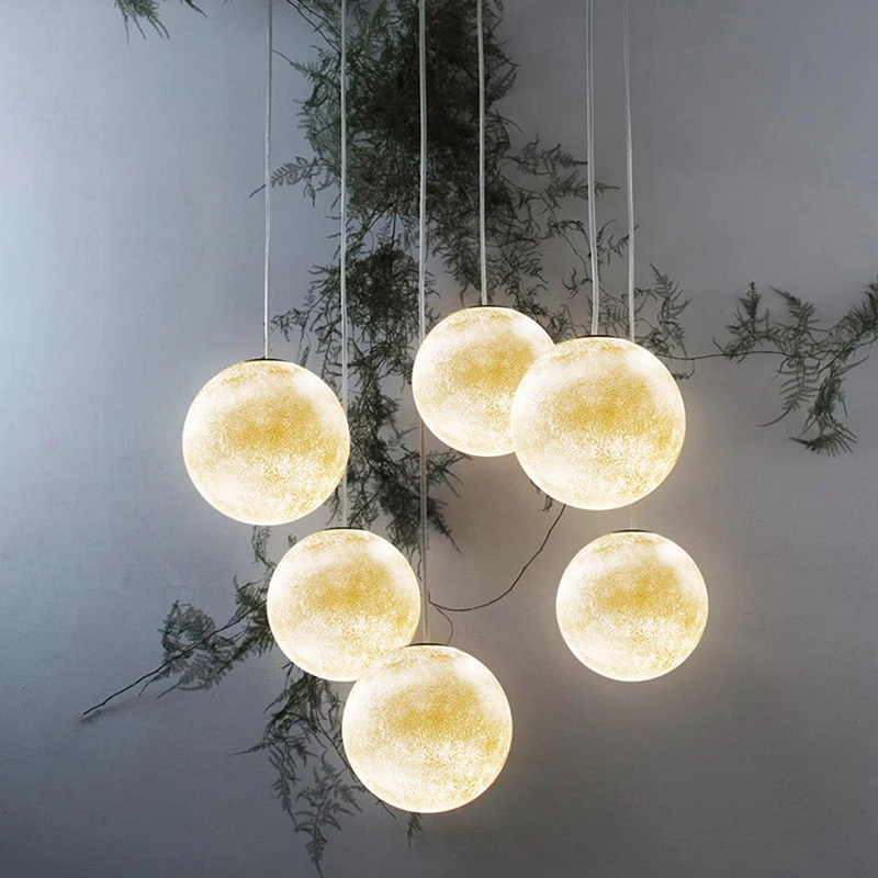 

Moon lamp lamps commercial shop ,restaurant planet lamp, warm and romantic bedroom bedside chandelier,art tooling ball led light