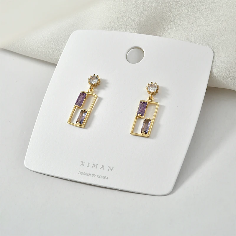 2 шт. циркониевые прямоугольные подвески из меди 18 К | Украшения и аксессуары