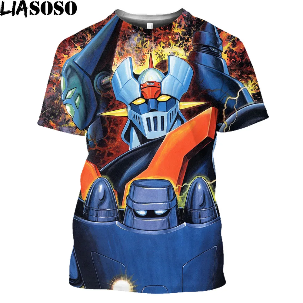 

Cool Mazinger Z Robot T Shirt For Man New Short Sleeve Anime O-neck Tee Shirt High Street Vaporwave Leisure Men's Clothes