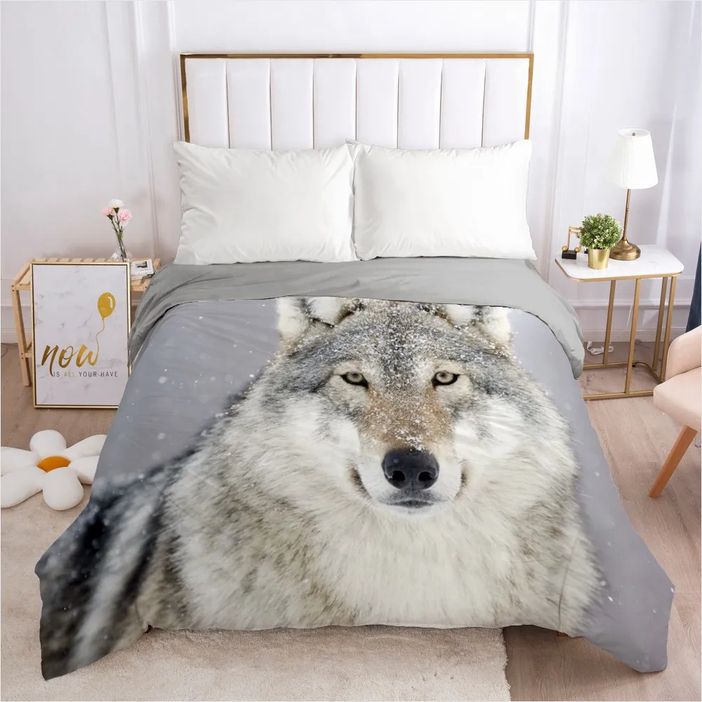Одеяло с 3D Дизайном в виде животных волка серый пододеяльник чехол одеяло