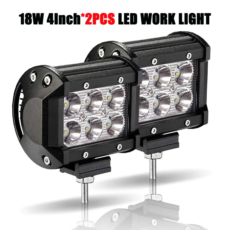 2PCS 18W 4 inch 2 шт. светодиодный брусок для внедорожников 18-240W 4-12 дюймов светодиодный светильник бар светодиодный рабочий Светильник Автомобиля Трактор Лодка 4x4 грузовик внедорожник ATV дальнего света 12V 24V - Цвет: 2PCS 18W 4 inch