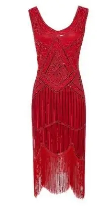 083red Новинка, женское винтажное платье 1920s с пайетками, полностью украшенное бахромой, украшенное хлопушкой, платье 20s Great Gatsby Vestidos - Цвет: 083red