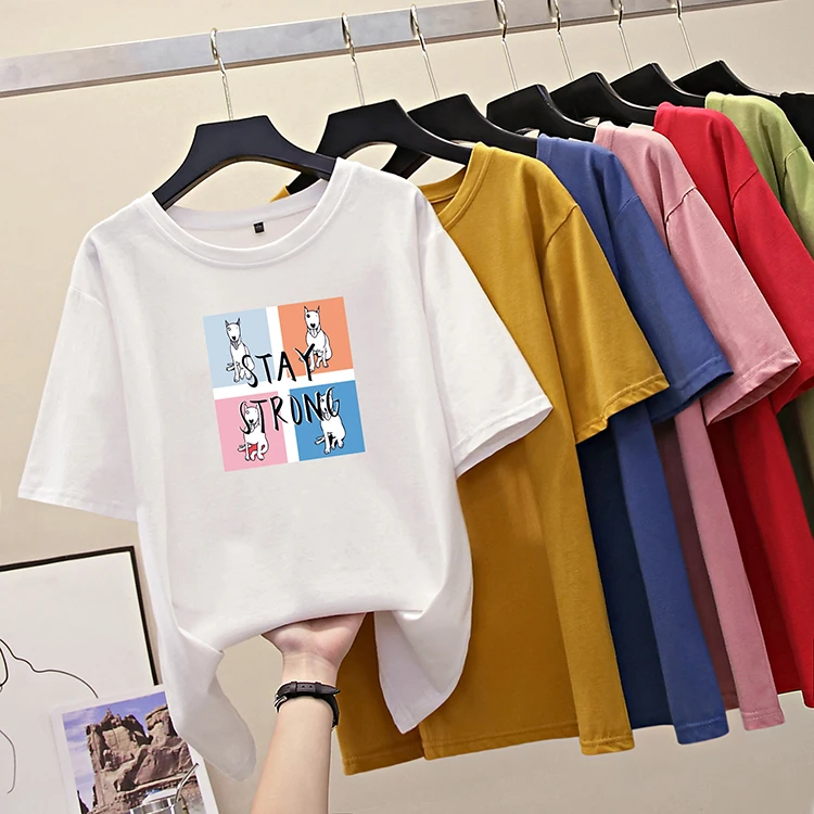 

Hirsionsan Cartoon Print T Shirt Women 2020 New Korean Kawaii Oversized Cotton Tshirts Soft Casual Tops Harajuku Basic Tees