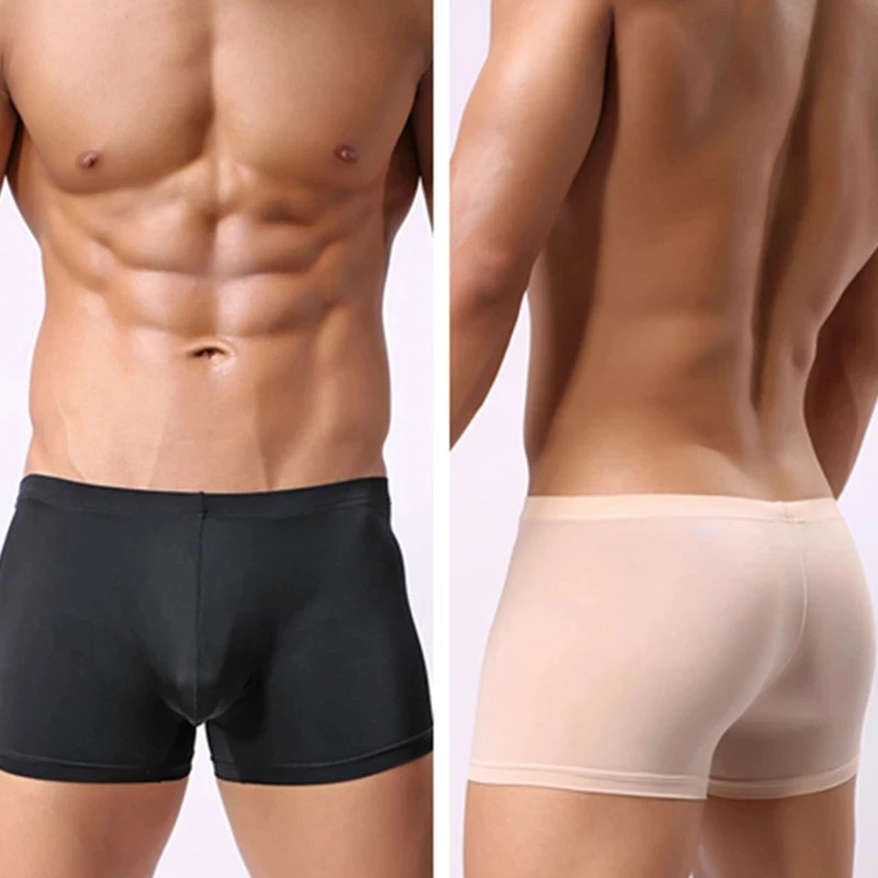 Тонкий прозрачный ледяной шелк сексуальное нижнее белье Для мужчин шорты