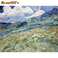 ruopoty painting by number landscape kit hand painted diy frame oil painting flower unique gift for home decor 50x65cm