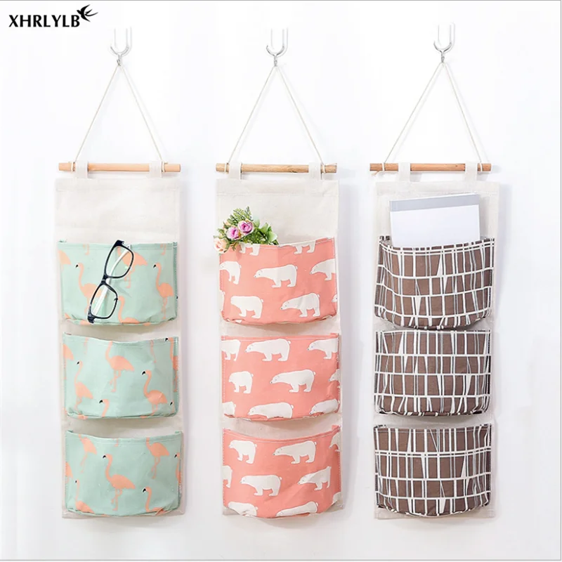 XHRLYLB 1 шт. модная трехслойная подвесная сумка из хлопка и льна с рисунком для