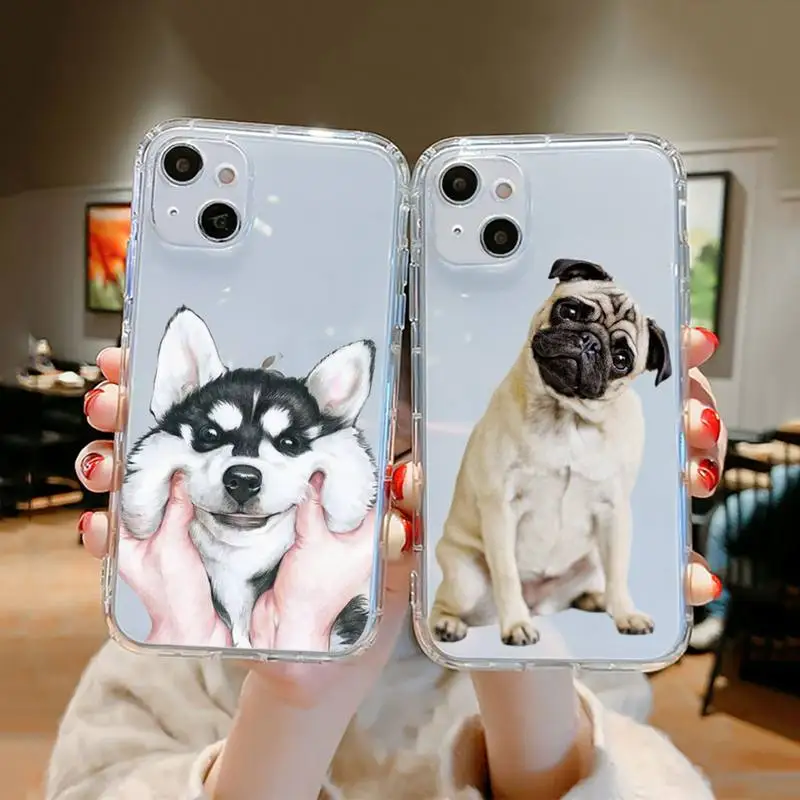 

Pug Phone Case Clear Transparent for iPhone 11 12 13 mini pro XS MAX 8 7 6 6S Plus X 5S SE XR 2020