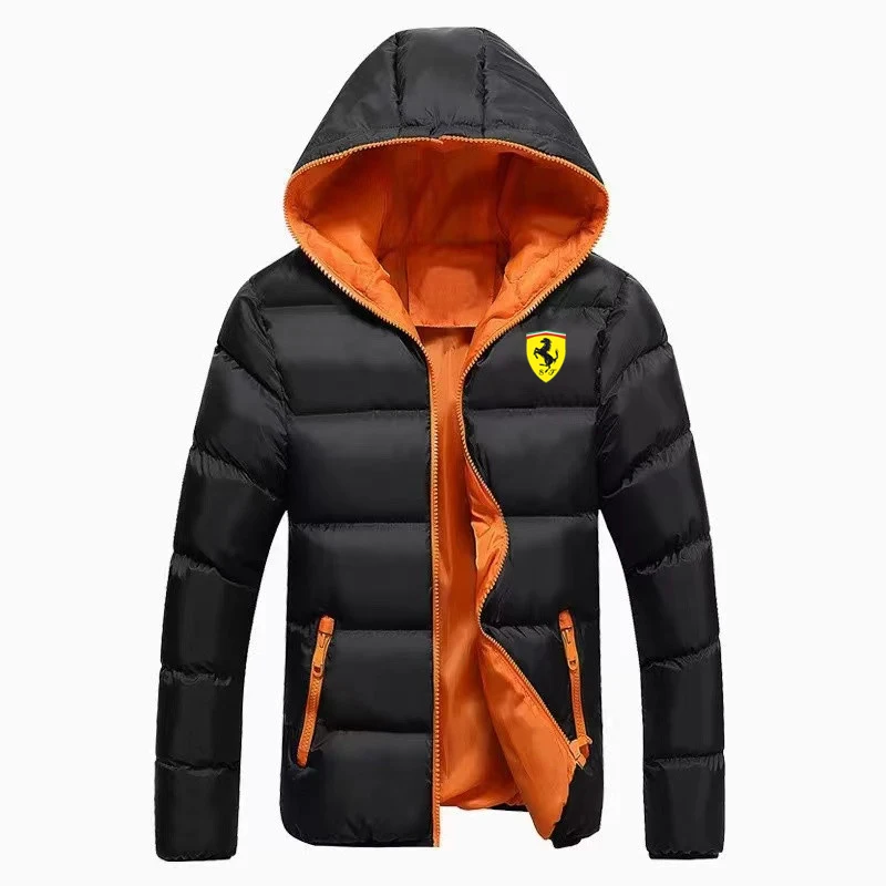 

2021 Fashion Coat Men's Winter Casual Color Patchwork Blouse Collision Zipper Hoodie Cotton-Padded Thicken Shopping Jacket Coat