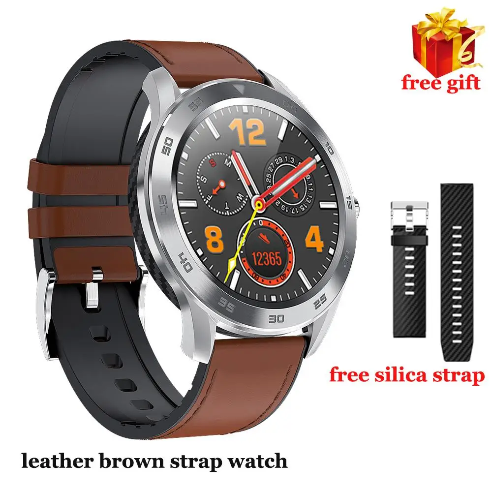 leather brown watch DT98 Смарт-часы для мужчин IP68 Смарт-часы ЭКГ фитнес-трекер для измерения сердечного ритма полный сенсорный бизнес умные часы Bluetooth Вызов наручные часы - Цвет: leather brown watch