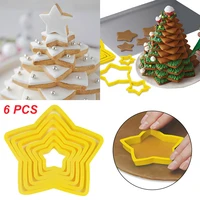 6pcs 3d star cookie cutters christmas tree cookie cake molds kitchen baking fondant tools diy new year 2022