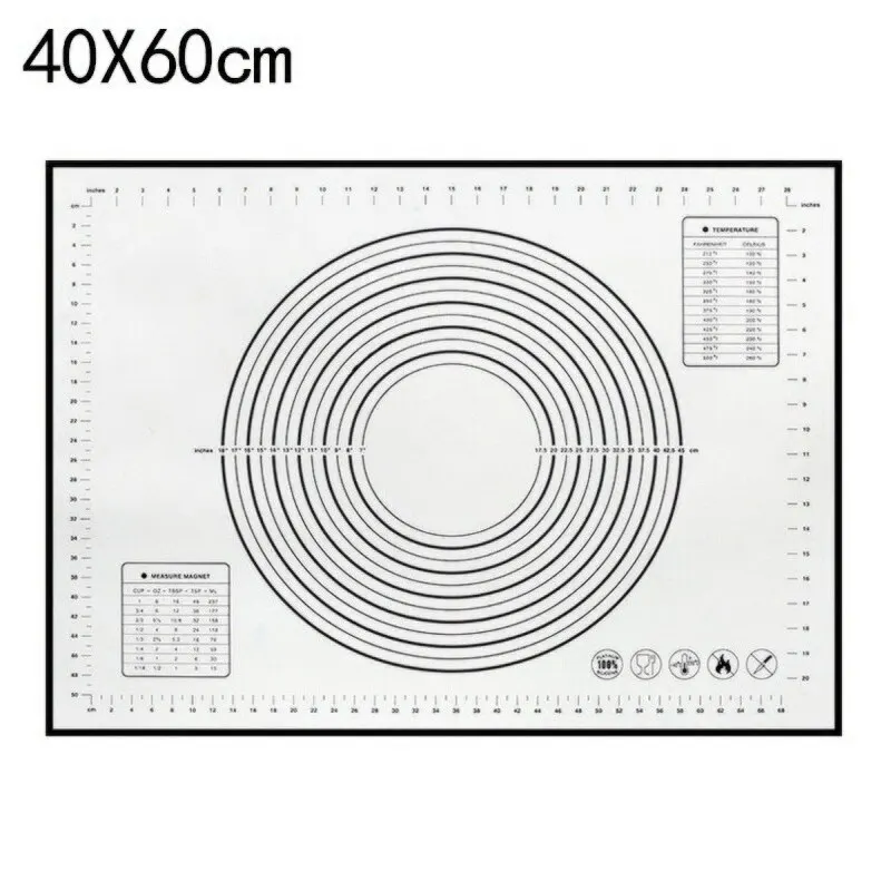40x60cm black Антипригарный силиконовый коврик для теста, утолщенный коврик для выпечки, сделай сам, коврик для раскатки теста для теста, лист для печенья, подкладка для макарон, инструменты для выпечки - Цвет: 40x60cm black
