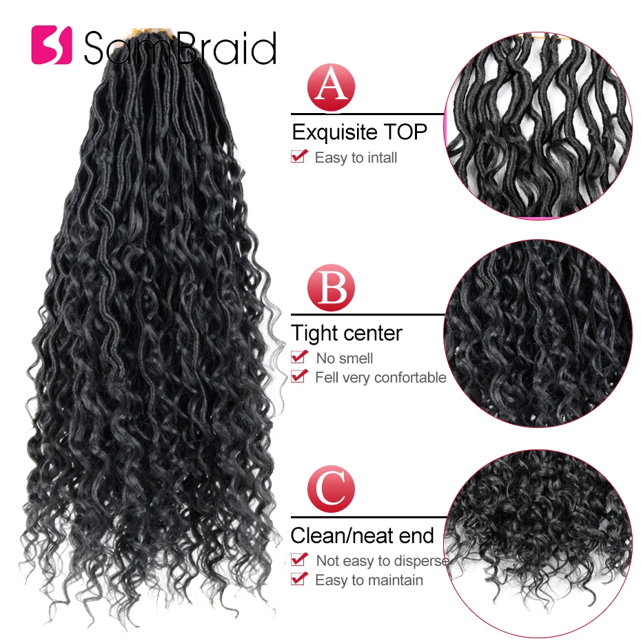 Самкоса 18 дюймов Бохо крючком косы грязный искусственный кудрявый Locs