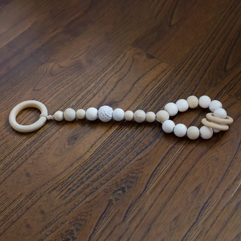 

Free Shipping 3 Pcs/set Baby Teether Wooden Chew Chain Newborn Bracelet Wood Rattle Toy