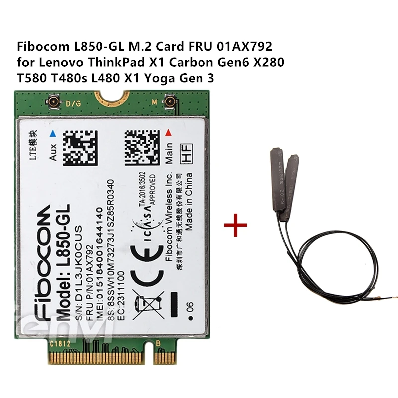 Fibocom L850 GL 01AX792 модуль для Lenovo Thinkpad X1 углерода 6th X280 T480 T480s Йога 3rd 4th T490 T490s T580 L580 P52