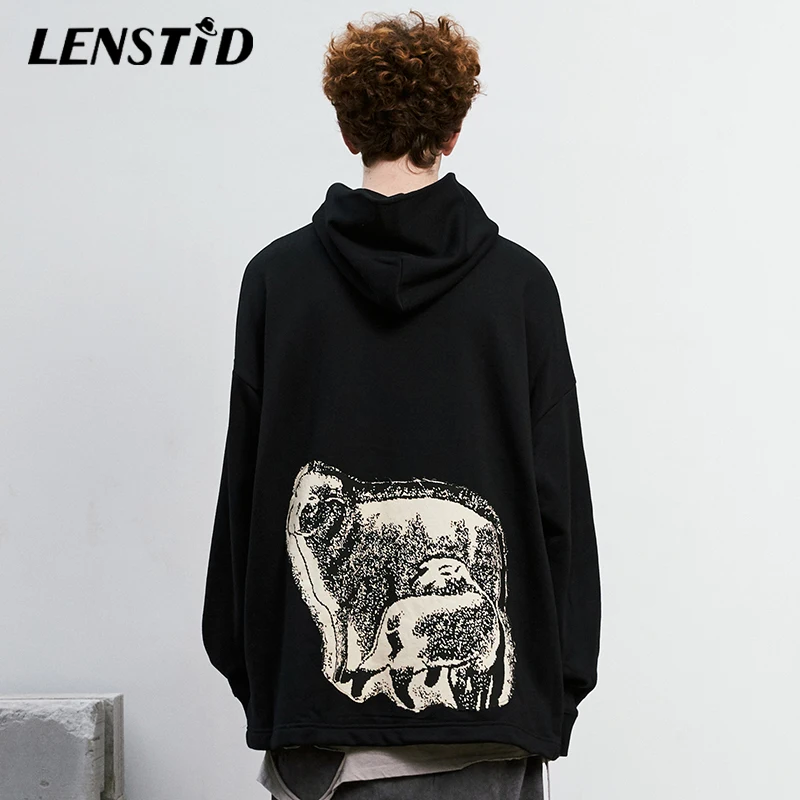 LENSTID мужские хип хоп Зимние флисовые пуловеры толстовки с винтажным принтом Harajuku