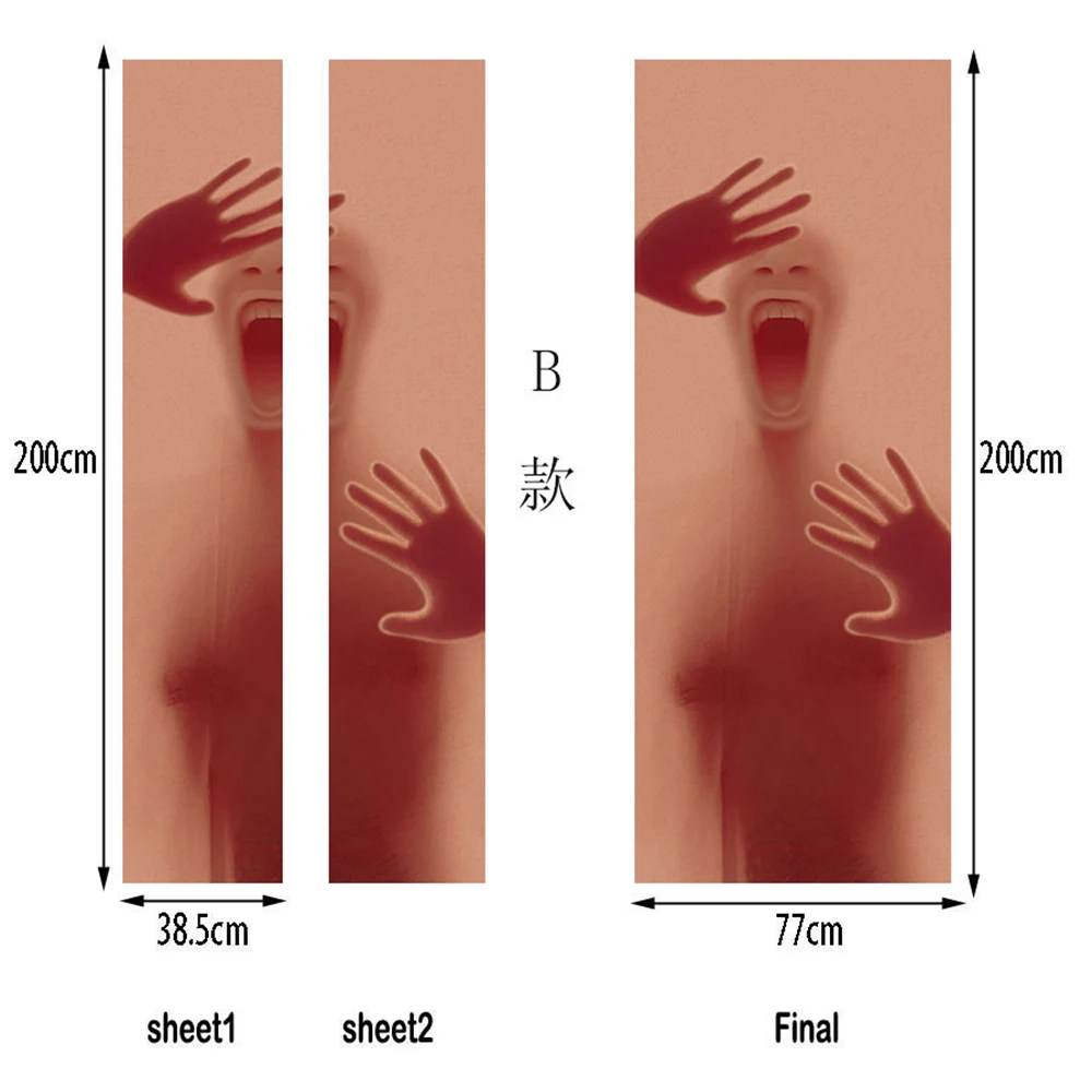 2 шт стикер на дверь в стиле Хеллоуин из стекла фото ужасов креативная 3d наклейка