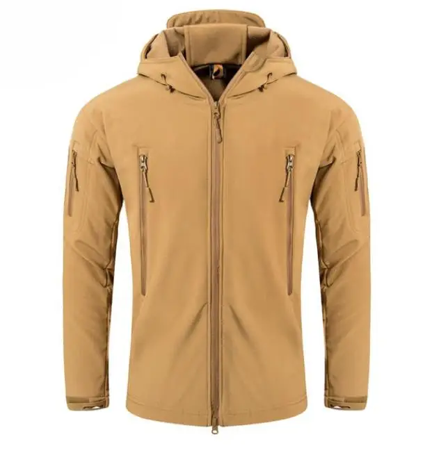 Men Woodland Digital Camouflage Jackets Outdoor Waterproof Windproof Coats Military Warm Fleece Tactical Softshell Jacket - Цвет: Sand