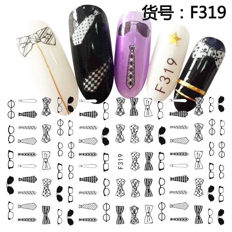 

5 sheets beauty adhesive nail art decorations stickers thin acrylic manicure decals nails accessoires bow tie lace F318-322