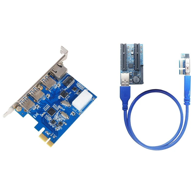 

1 компл. 1X к 2 X 4X PCI-E Удлинительный кабель 0,6 м и 1 шт. настольная Плата расширения PCI-E к гигабитной сетевой карте