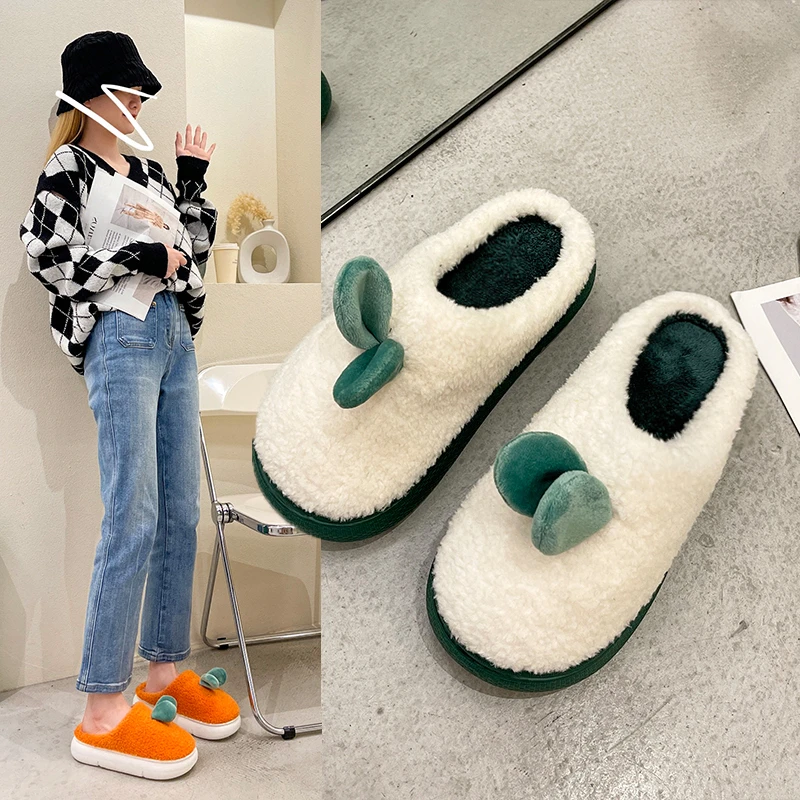 

2021 модные осенне-зимние женские милые теплые мягкие Нескользящие тапочки из хлопка для дома