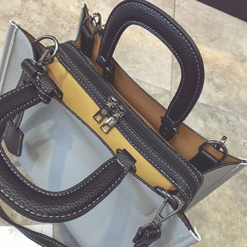 

Women's Bag 2019 New Solid Color Handbag Leisure Large Capacity Fashion Single Shoulder Messenger Bag Zipper Bucket